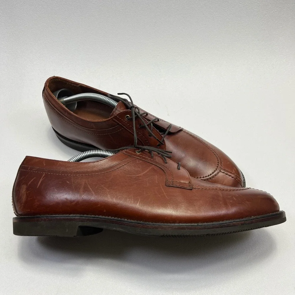 Johnston & Murphy Shoes Mens 10.5D Brown Leather Split Toe Derby Loafers Lace Up